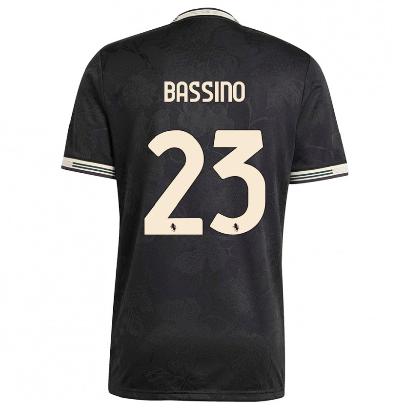 Danxen Børn Alessandro Bassino #23 Sort Hvid Grøn Tredje Sæt Spillertrøjer 2025/26 Trøje T-Shirt