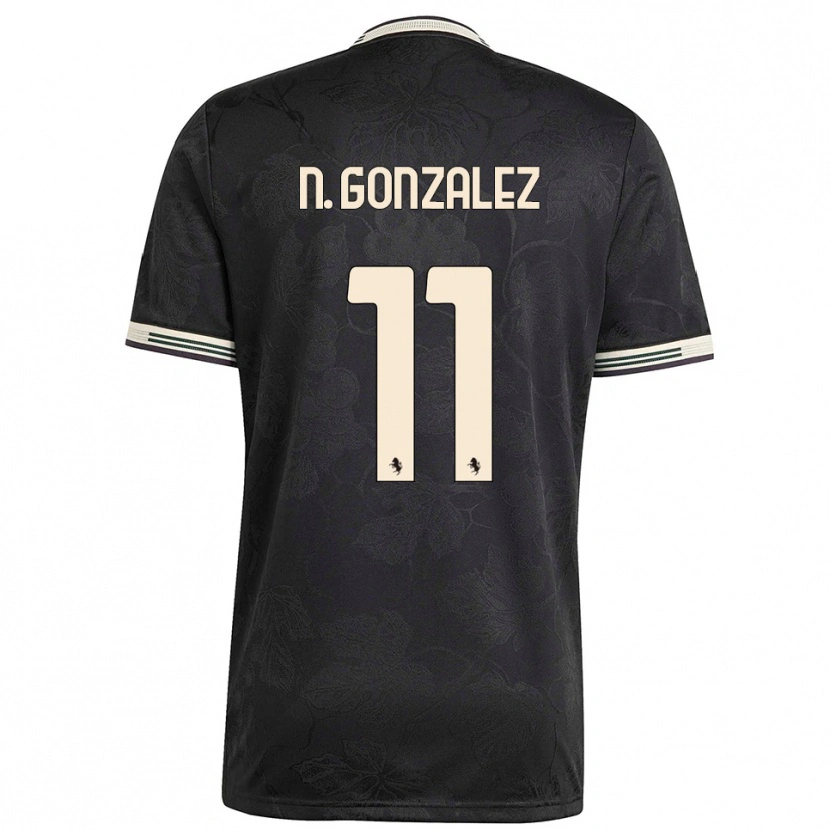 Danxen Børn Nico González #11 Sort Hvid Grøn Tredje Sæt Spillertrøjer 2025/26 Trøje T-Shirt