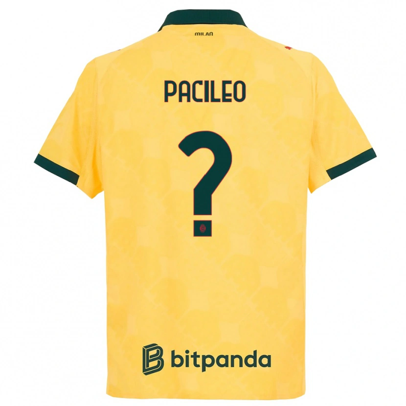 Danxen Børn Alessandro Pacileo #0 Gul Sort Tredje Sæt Spillertrøjer 2025/26 Trøje T-Shirt