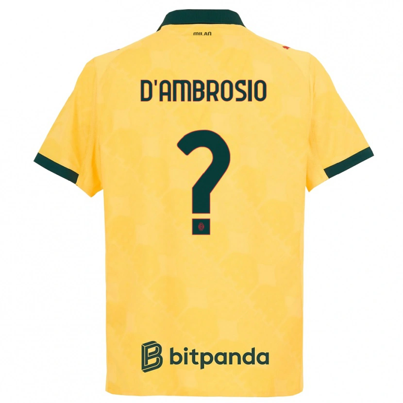 Danxen Børn Antonio D'ambrosio #0 Gul Sort Tredje Sæt Spillertrøjer 2025/26 Trøje T-Shirt
