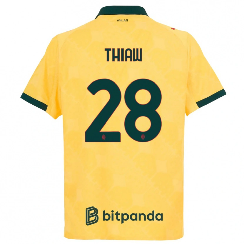 Danxen Børn Malick Thiaw #28 Gul Sort Tredje Sæt Spillertrøjer 2025/26 Trøje T-Shirt