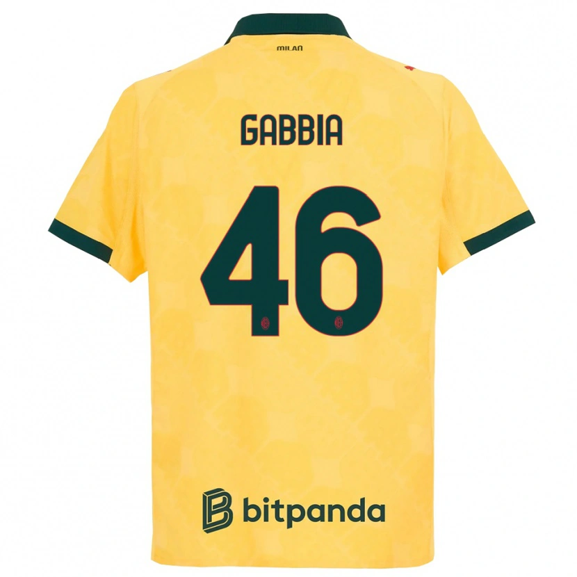 Danxen Børn Matteo Gabbia #46 Gul Sort Tredje Sæt Spillertrøjer 2025/26 Trøje T-Shirt