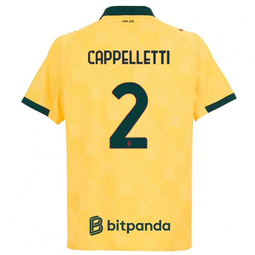 Danxen Børn Mattia Cappelletti #2 Gul Sort Tredje Sæt Spillertrøjer 2025/26 Trøje T-Shirt