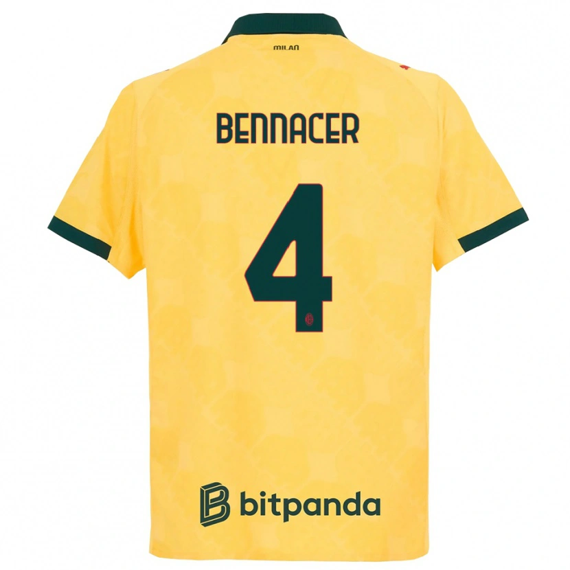 Danxen Børn Ismaël Bennacer #4 Gul Sort Tredje Sæt Spillertrøjer 2025/26 Trøje T-Shirt