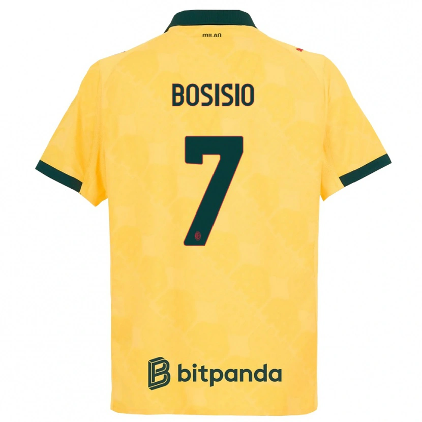Danxen Børn Josuè Bosisio #7 Gul Sort Tredje Sæt Spillertrøjer 2025/26 Trøje T-Shirt