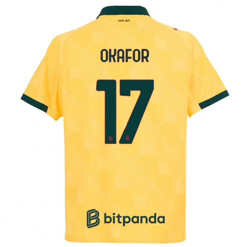 Danxen Børn Noah Okafor #17 Gul Sort Tredje Sæt Spillertrøjer 2025/26 Trøje T-Shirt