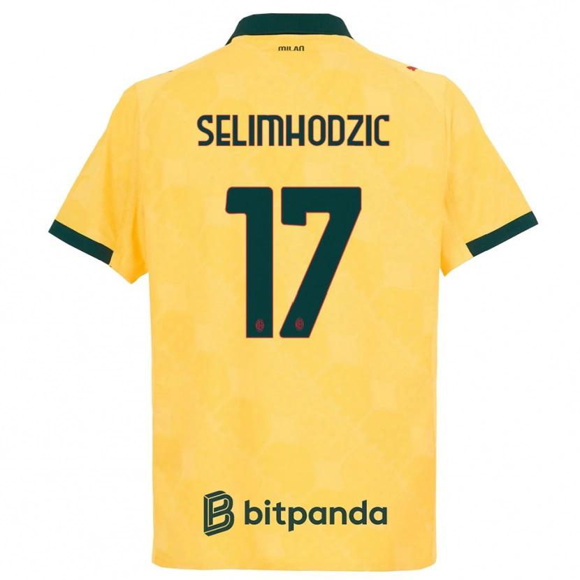 Danxen Børn Noa Selimhodzic #17 Gul Sort Tredje Sæt Spillertrøjer 2025/26 Trøje T-Shirt