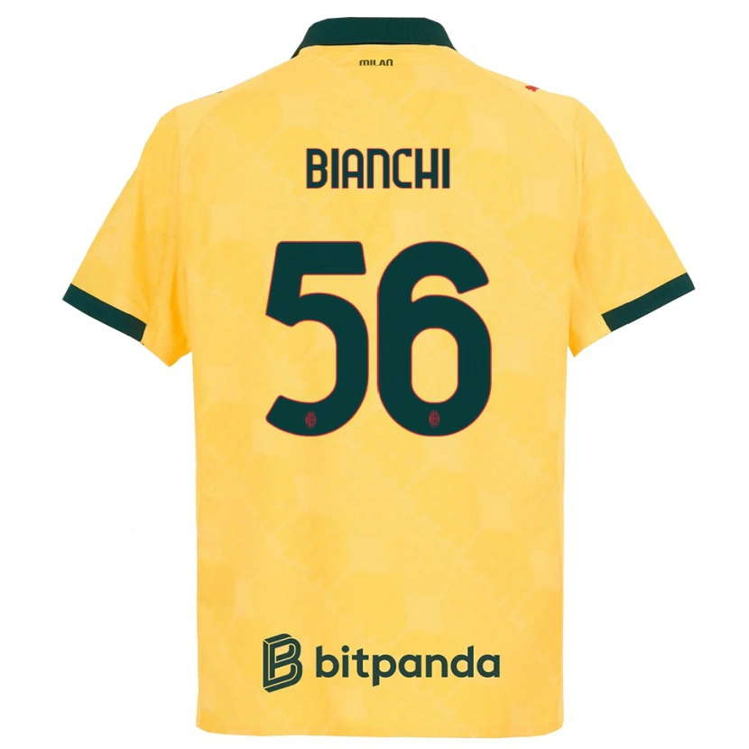 Danxen Børn Alessandro Bianchi #56 Gul Sort Tredje Sæt Spillertrøjer 2025/26 Trøje T-Shirt