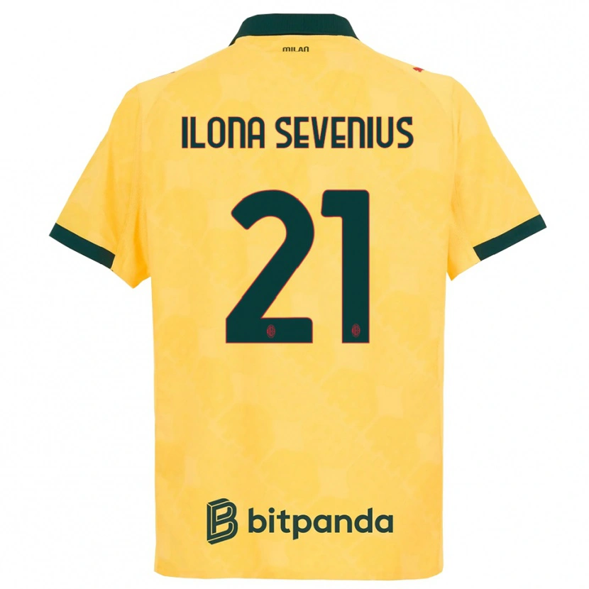Danxen Børn Oona Ilona Sevenius #21 Gul Sort Tredje Sæt Spillertrøjer 2025/26 Trøje T-Shirt