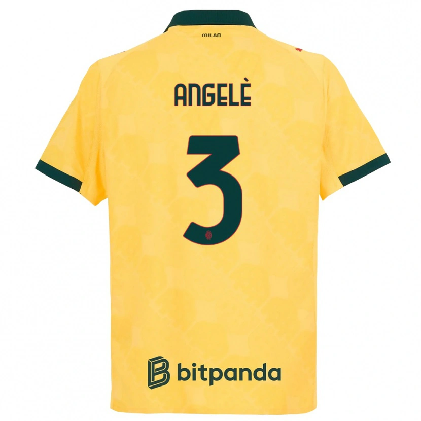 Danxen Børn Gregorio Angelè #3 Gul Sort Tredje Sæt Spillertrøjer 2025/26 Trøje T-Shirt