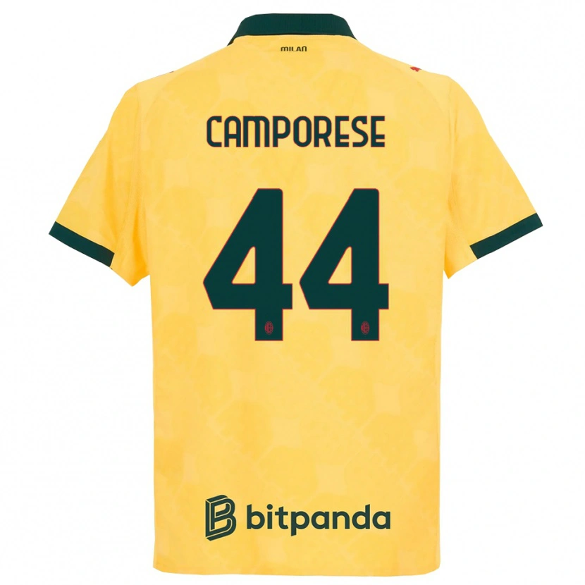 Danxen Børn Michele Camporese #44 Gul Sort Tredje Sæt Spillertrøjer 2025/26 Trøje T-Shirt