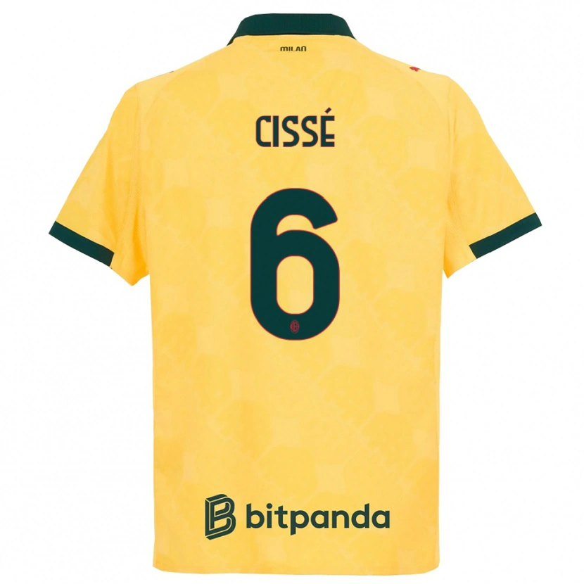 Danxen Børn Maiga-Hamadoun Cissé #6 Gul Sort Tredje Sæt Spillertrøjer 2025/26 Trøje T-Shirt