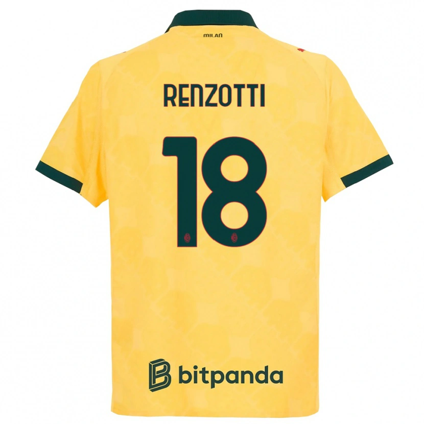 Danxen Børn Monica Renzotti #18 Gul Sort Tredje Sæt Spillertrøjer 2025/26 Trøje T-Shirt