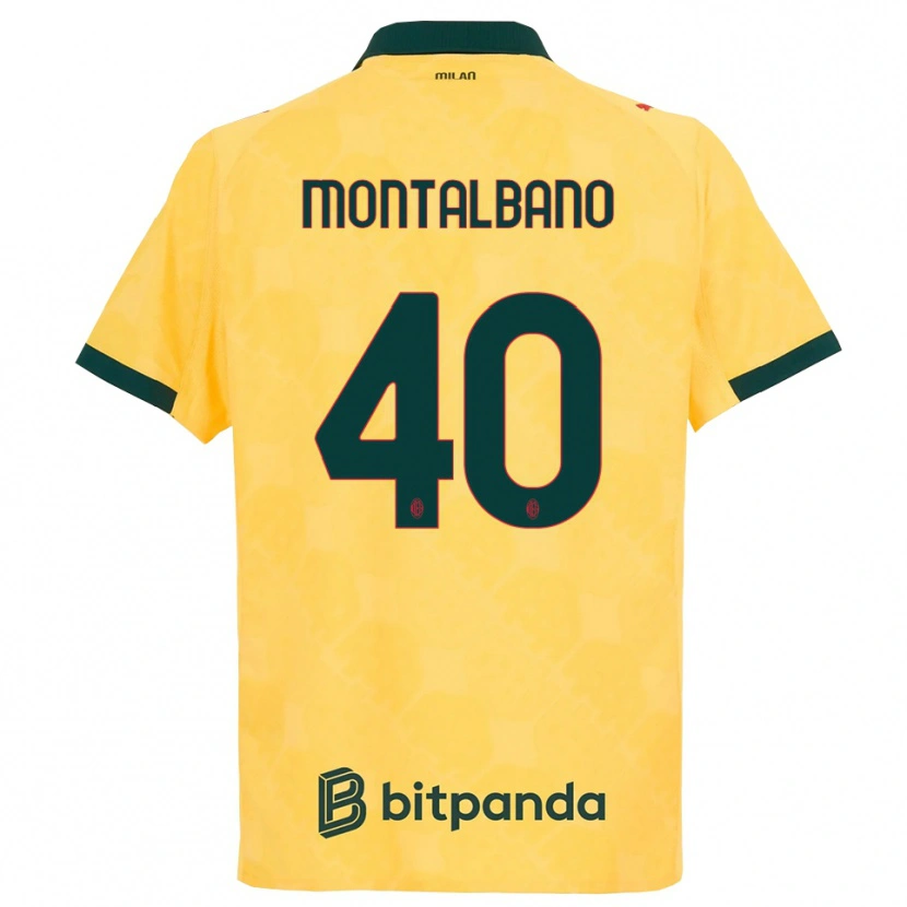 Danxen Børn Nicolo Montalbano #40 Gul Sort Tredje Sæt Spillertrøjer 2025/26 Trøje T-Shirt