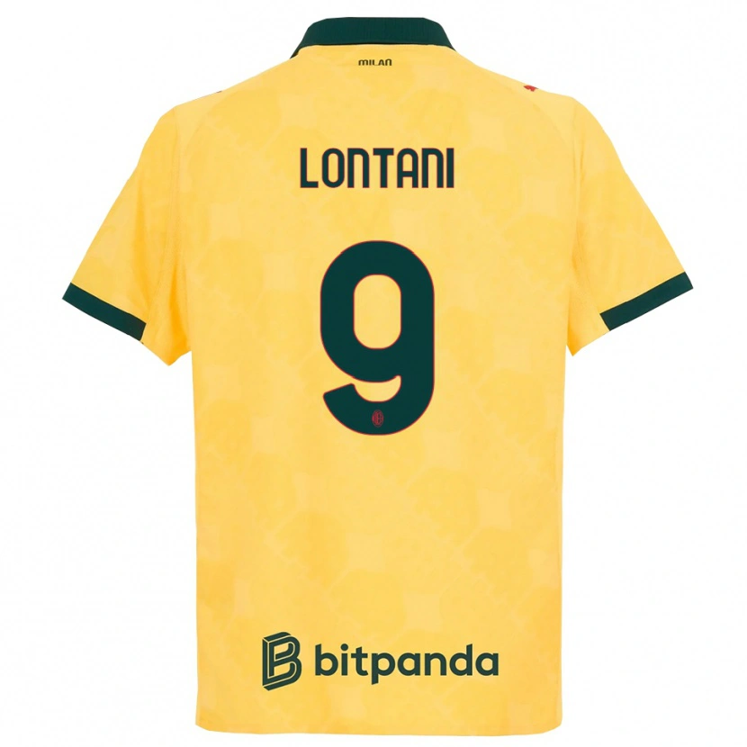 Danxen Børn Simone Lontani #9 Gul Sort Tredje Sæt Spillertrøjer 2025/26 Trøje T-Shirt
