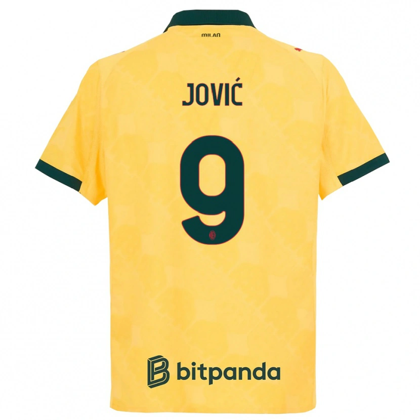 Danxen Børn Luka Jovic #9 Gul Sort Tredje Sæt Spillertrøjer 2025/26 Trøje T-Shirt