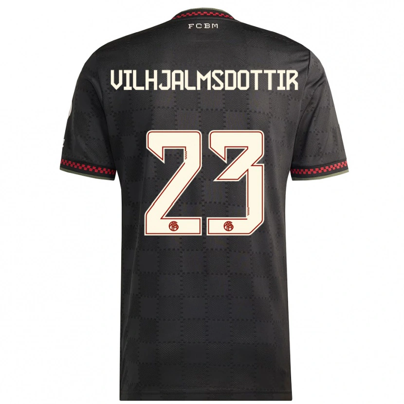 Danxen Børn Karolina Lea Vilhjalmsdottir #23 Sort Hvid Tredje Sæt Spillertrøjer 2025/26 Trøje T-Shirt