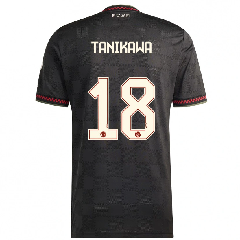 Danxen Børn Momoko Tanikawa #18 Sort Hvid Tredje Sæt Spillertrøjer 2025/26 Trøje T-Shirt