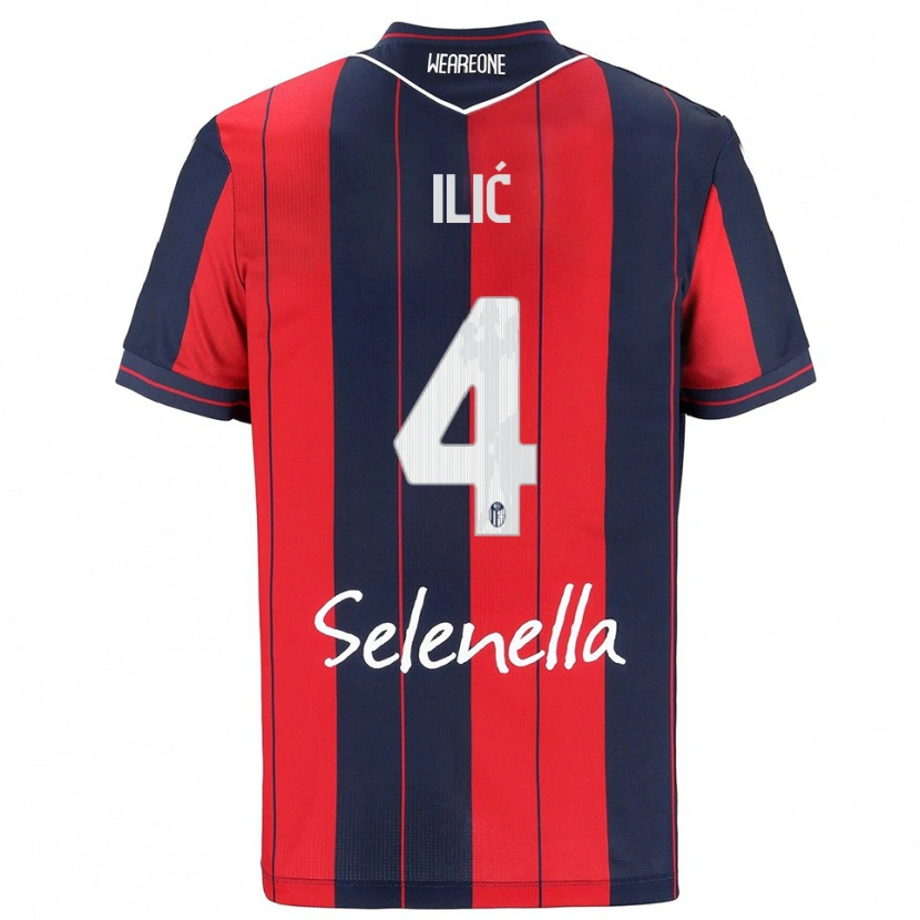 Danxen Mænd Mihajlo Ilić #4 Rød Navy Hjemmebane Spillertrøjer 2025/26 Trøje T-Shirt