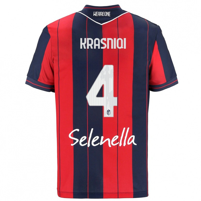 Danxen Mænd Besalet Krasniqi #4 Rød Navy Hjemmebane Spillertrøjer 2025/26 Trøje T-Shirt