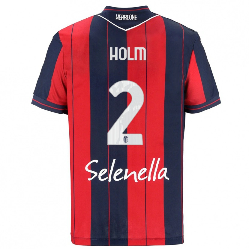 Danxen Mænd Emil Holm #2 Rød Navy Hjemmebane Spillertrøjer 2025/26 Trøje T-Shirt