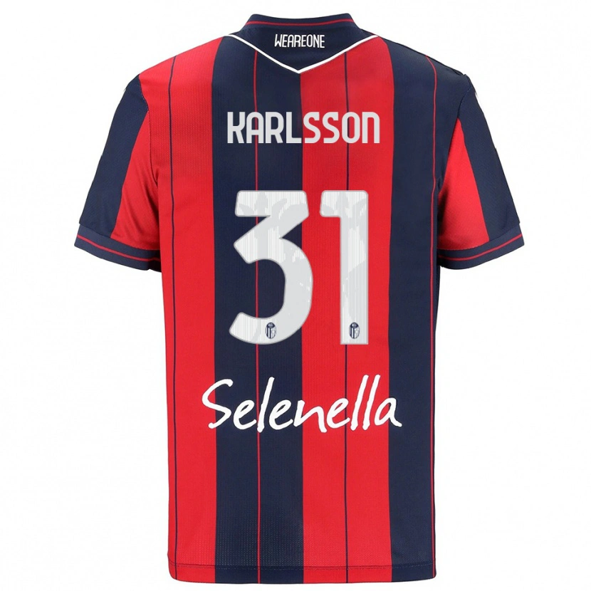 Danxen Mænd Kazper Karlsson #31 Rød Navy Hjemmebane Spillertrøjer 2025/26 Trøje T-Shirt