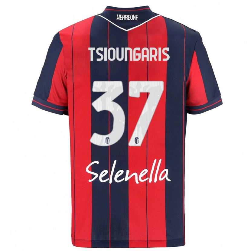 Danxen Mænd Theodoros Tsioungaris #37 Rød Navy Hjemmebane Spillertrøjer 2025/26 Trøje T-Shirt
