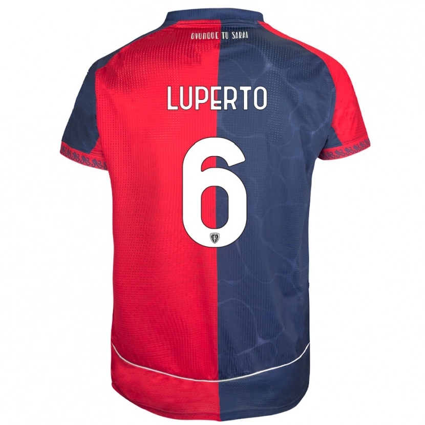 Danxen Mænd Sebastiano Luperto #6 Rød Navy Hjemmebane Spillertrøjer 2025/26 Trøje T-Shirt
