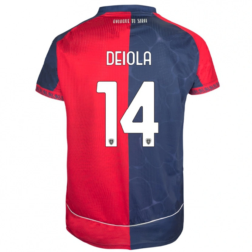 Danxen Mænd Alessandro Deiola #14 Rød Navy Hjemmebane Spillertrøjer 2025/26 Trøje T-Shirt