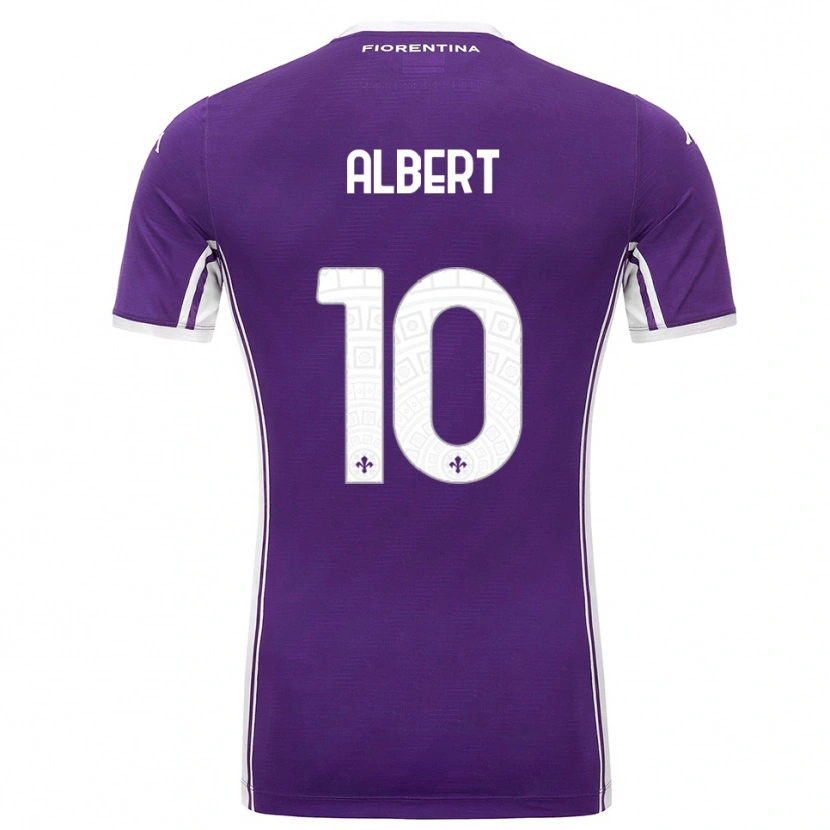 Danxen Mænd Albert Gudmundsson #10 Lilla Hvid Hjemmebane Spillertrøjer 2025/26 Trøje T-Shirt