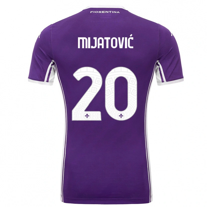 Danxen Mænd Milica Mijatović #20 Lilla Hvid Hjemmebane Spillertrøjer 2025/26 Trøje T-Shirt