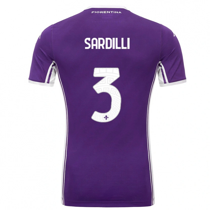 Danxen Mænd Davide Sardilli #3 Lilla Hvid Hjemmebane Spillertrøjer 2025/26 Trøje T-Shirt