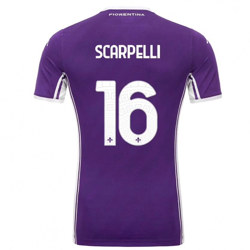 Danxen Mænd Diego Scarpelli #16 Lilla Hvid Hjemmebane Spillertrøjer 2025/26 Trøje T-Shirt