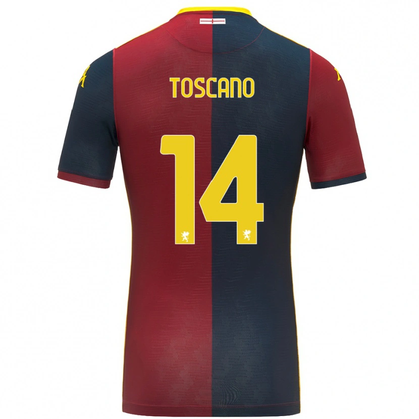 Danxen Mænd Filippo Toscano #14 Rød Kongeblå Hjemmebane Spillertrøjer 2025/26 Trøje T-Shirt
