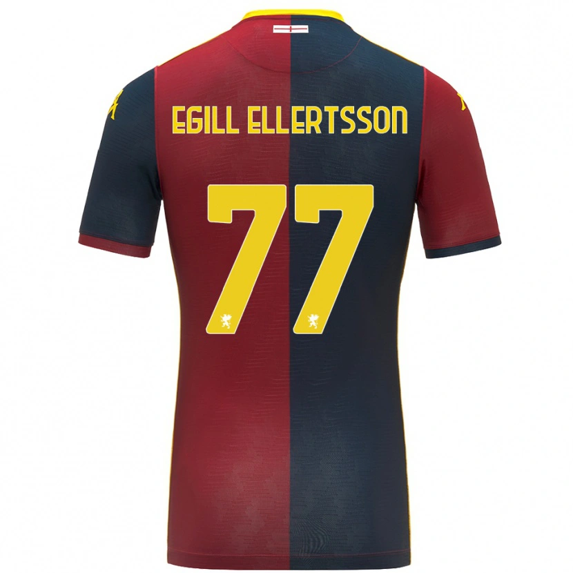 Danxen Mænd Mikael Egill Ellertsson #77 Rød Kongeblå Hjemmebane Spillertrøjer 2025/26 Trøje T-Shirt