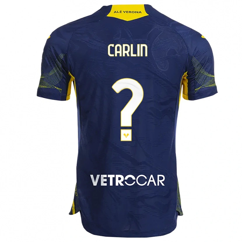 Danxen Mænd Francesco Carlin #0 Navy Gul Hjemmebane Spillertrøjer 2025/26 Trøje T-Shirt