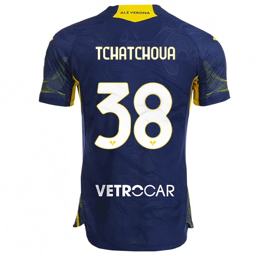 Danxen Mænd Jackson Tchatchoua #38 Navy Gul Hjemmebane Spillertrøjer 2025/26 Trøje T-Shirt