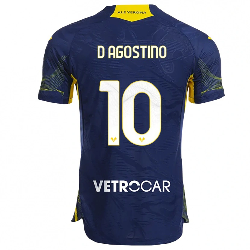 Danxen Mænd Samuele D'agostino #10 Navy Gul Hjemmebane Spillertrøjer 2025/26 Trøje T-Shirt