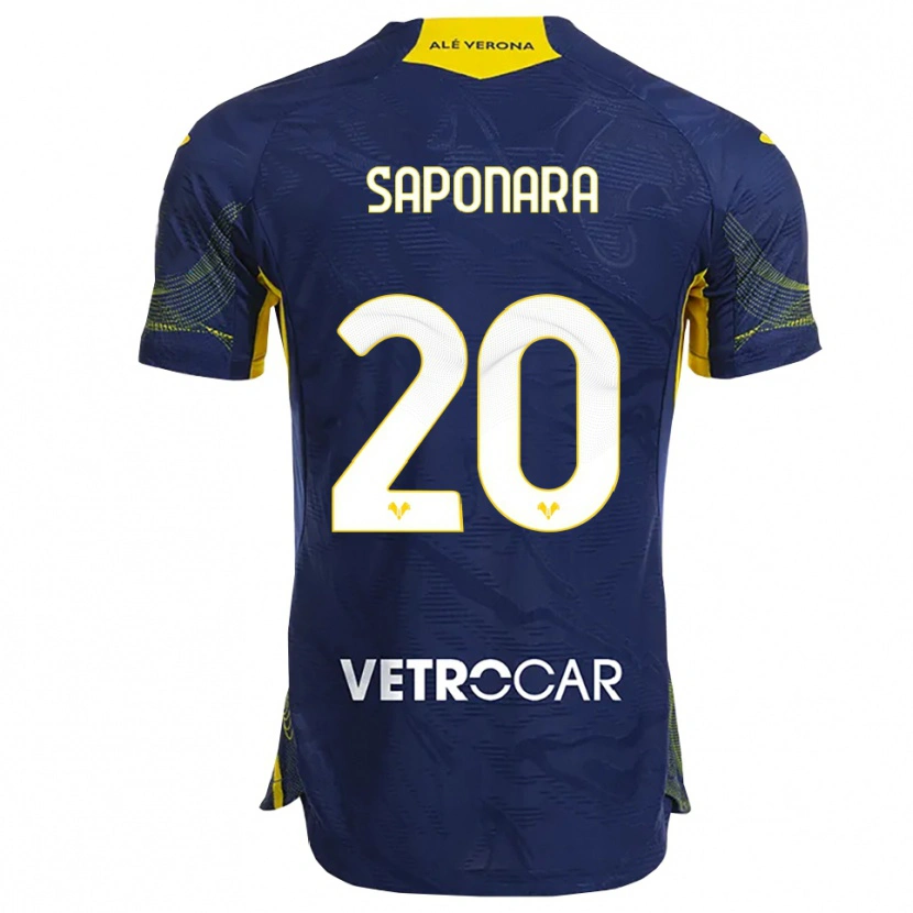 Danxen Mænd Riccardo Saponara #20 Navy Gul Hjemmebane Spillertrøjer 2025/26 Trøje T-Shirt