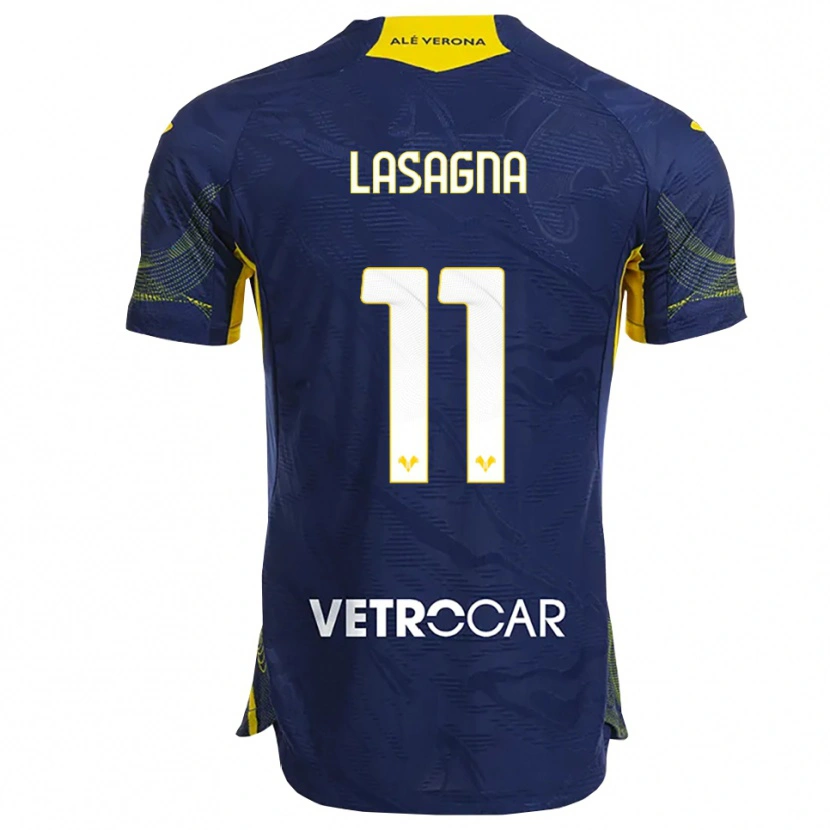 Danxen Mænd Kevin Lasagna #11 Navy Gul Hjemmebane Spillertrøjer 2025/26 Trøje T-Shirt