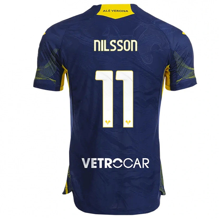 Danxen Mænd Sara Nilsson #11 Navy Gul Hjemmebane Spillertrøjer 2025/26 Trøje T-Shirt