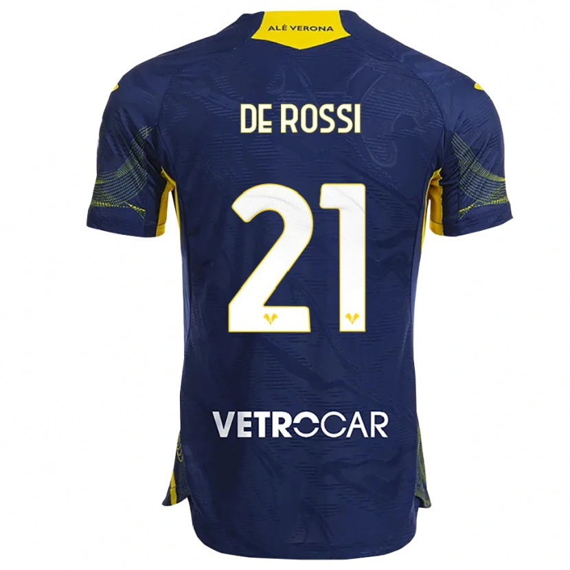 Danxen Mænd Michele De Rossi #21 Navy Gul Hjemmebane Spillertrøjer 2025/26 Trøje T-Shirt