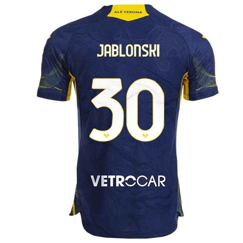 Danxen Mænd Darvin Jablonski #30 Navy Gul Hjemmebane Spillertrøjer 2025/26 Trøje T-Shirt