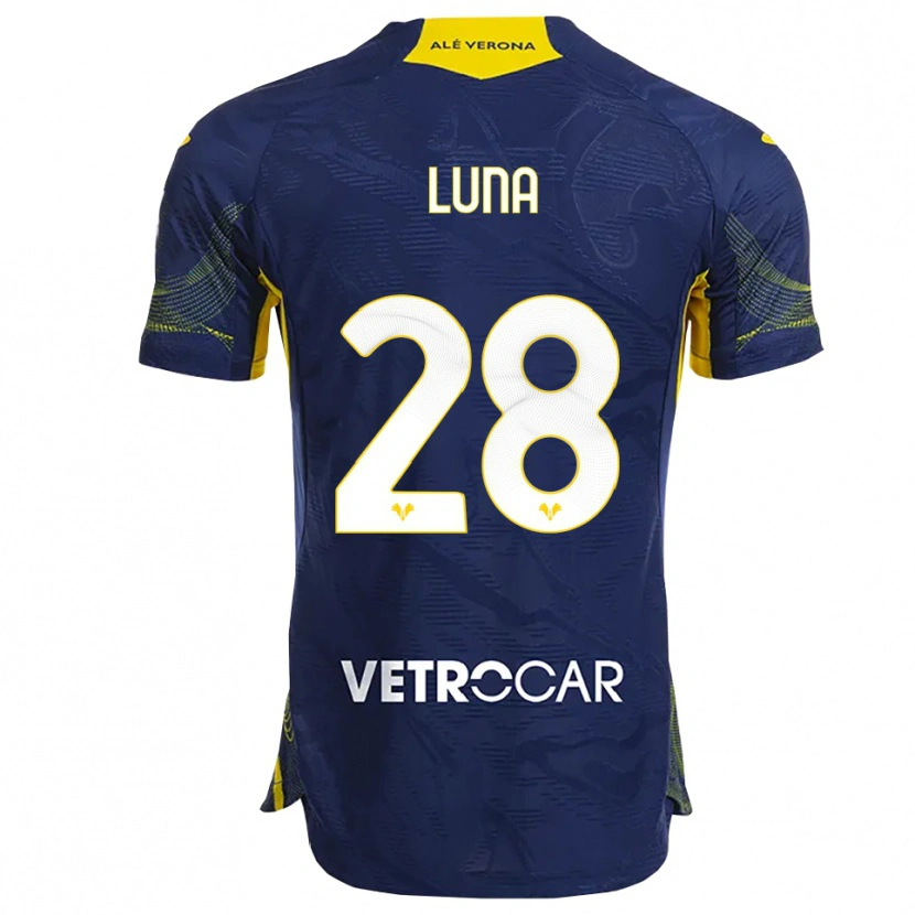Danxen Mænd Agustín Luna #28 Navy Gul Hjemmebane Spillertrøjer 2025/26 Trøje T-Shirt