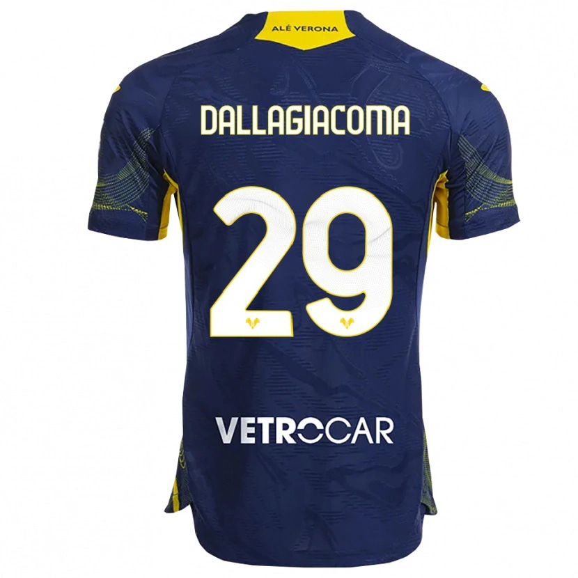 Danxen Mænd Stefania Dallagiacoma #29 Navy Gul Hjemmebane Spillertrøjer 2025/26 Trøje T-Shirt