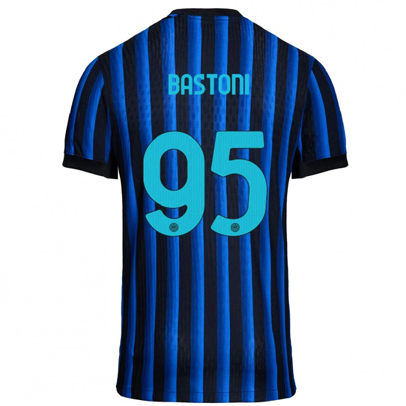 Danxen Mænd Alessandro Bastoni #95 Sort Blå Hjemmebane Spillertrøjer 2025/26 Trøje T-Shirt