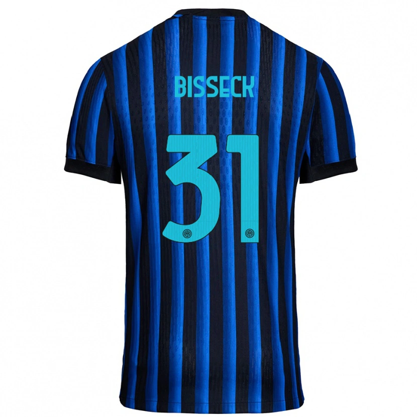Danxen Mænd Yann Bisseck #31 Sort Blå Hjemmebane Spillertrøjer 2025/26 Trøje T-Shirt