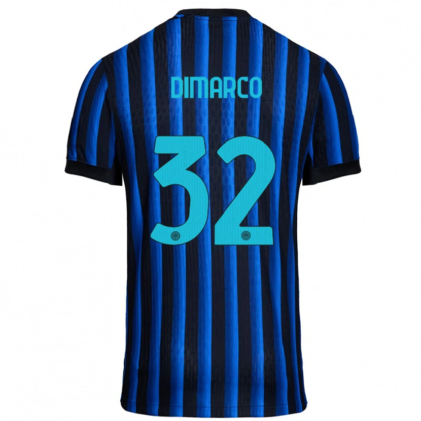 Danxen Mænd Federico Dimarco #32 Sort Blå Hjemmebane Spillertrøjer 2025/26 Trøje T-Shirt