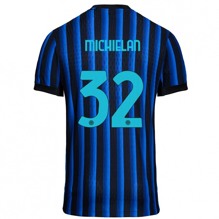 Danxen Mænd Mattia Michielan #32 Sort Blå Hjemmebane Spillertrøjer 2025/26 Trøje T-Shirt