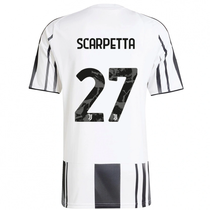 Danxen Mænd Jacopo Scarpetta #27 Hvid Sort Hjemmebane Spillertrøjer 2025/26 Trøje T-Shirt